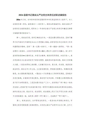 2024县委书记落实从严治党主体责任述职述廉报告.docx