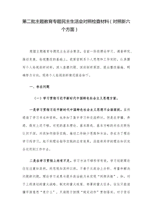 第二批主题教育专题民主生活会对照检查材料（对照新六个方面）.docx