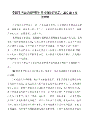专题生活会组织开展对照检查批评意见（200条）实例集锦.docx