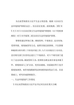 第五环境保护督察组对X市生态环境保护督察报告.docx