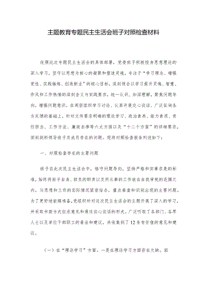 主题教育专题民主生活会班子对照检查材料.docx
