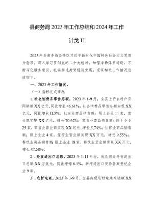 县商务局2023年工作总结和2024年工作计划(20240105).docx