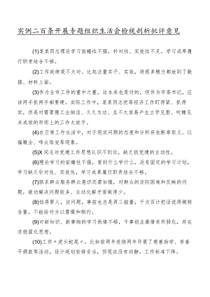 实例二百条开展专题组织生活会检视剖析批评意见.docx
