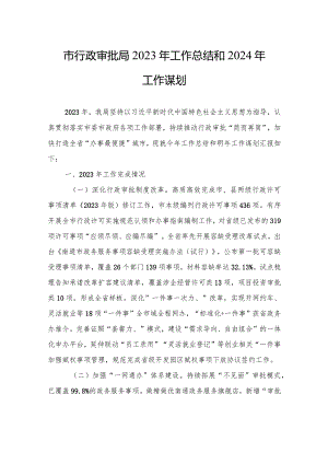 市行政审批局2023年工作总结和2024年工作谋划(20240109).docx