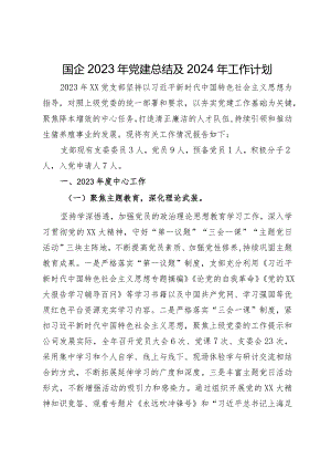 国企2023年党建总结及2024年工作计划.docx