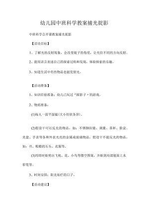 最新整理幼儿园中班科学教案《捕光捉影》.docx