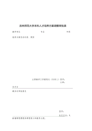 吉林师范大学本科人才培养方案调整审批表.docx