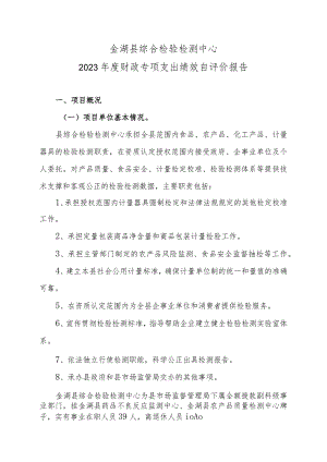 金湖县综合检验检测中心2023年度财政专项支出绩效自评价报告.docx