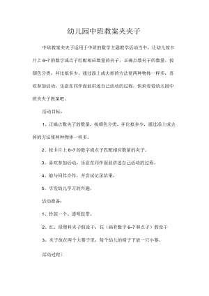 最新整理幼儿园中班教案《夹夹子》.docx