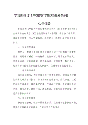 先进党员学习新修订《中国共产党纪律处分条例》心得体会合计4份.docx