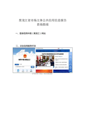 黑龙江省市场主体公共信用信息报告查询指南.docx