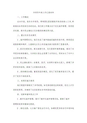市领导年度工作汇报材料.docx