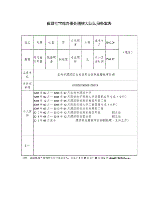 宝鸡市稽核大队队员备案表.docx