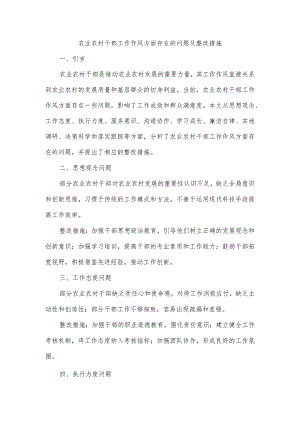 农业农村干部工作作风方面存在的问题及整改措施.docx