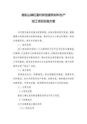 骆驼山镇红星村新型建筑材料生产加工项目实施方案.docx
