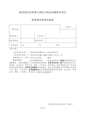 陕西省社科界重大理论与现实问题研究项目重要事项变更审批表.docx