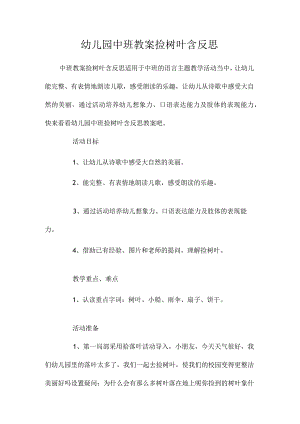 最新整理幼儿园中班教案《捡树叶》含反思.docx