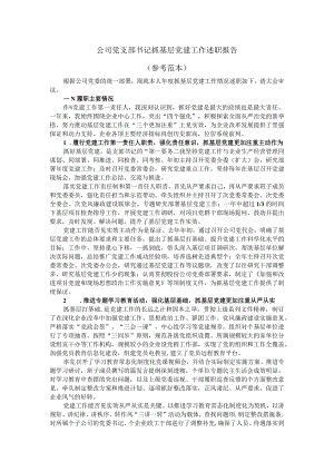 公司党支部书记抓基层党建工作述职报告（参考范本）.docx