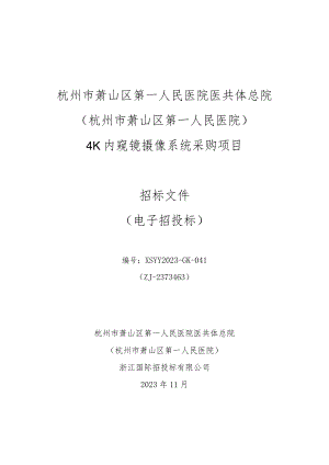 医院医共体总院（杭州市萧山区第一人民医院）4K内窥镜摄像系统招标文件.docx