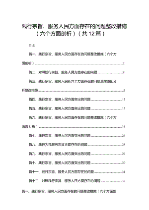 践行宗旨、服务人民方面存在的问题整改措施（六个方面剖析）12篇(最新精选).docx