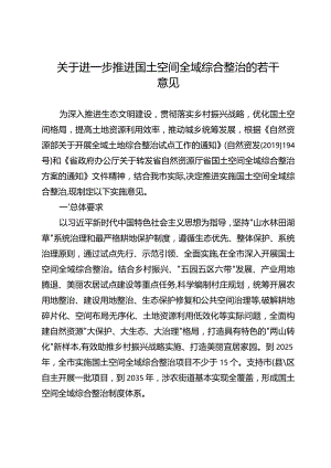 关于进一步推进国土空间全域综合整治的若干意见.docx