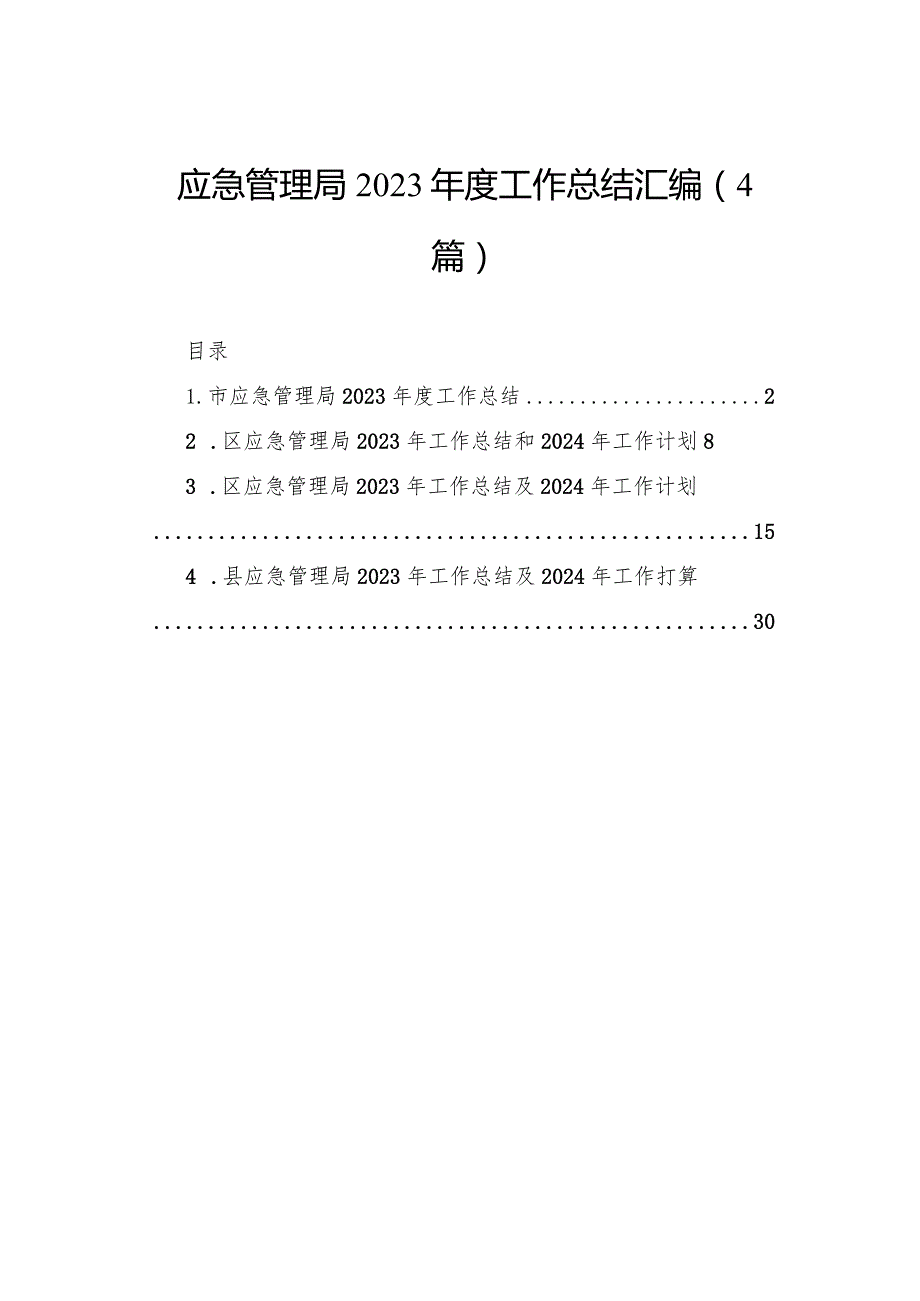 应急管理局2023年度工作总结汇编(4篇).docx_第1页