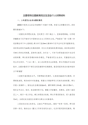 主要领导主题教育民主生活会个人对照材料.docx