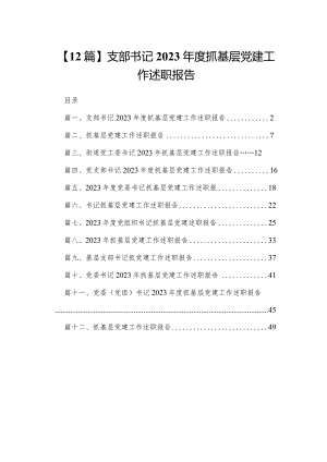 【12篇】支部书记2023年度抓基层党建工作述职报告.docx