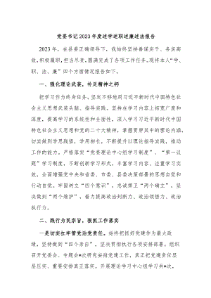 党委书记2023年度述学述职述廉述法报告.docx