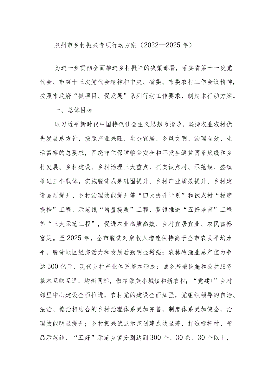 XX市乡村振兴专项行动方案(2022—2025年).docx_第1页