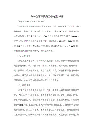 农作物秸秆禁烧工作方案5篇.docx