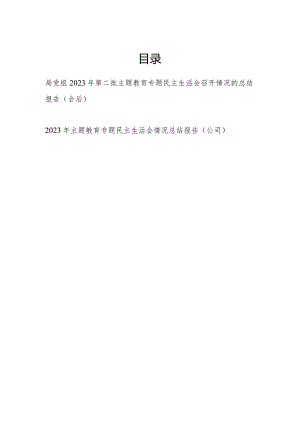 局党组公司党委2023年度第二批专题民主生活会召开情况的总结报告（会后）2篇.docx
