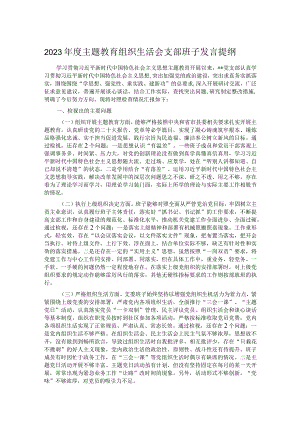 2023年度主题教育组织生活会支部班子发言提纲.docx