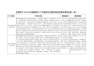 支委班子围绕组织开展专题教育、执行上级组织决定、严格组织生活、加强党员教育管理监督、联系服务群众、抓好自身建设六个方面存在问题整改清单台账.docx