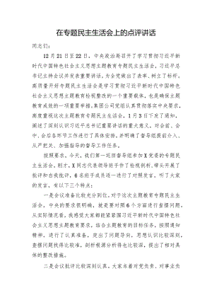 在主题教育民主生活会上的点评讲话.docx