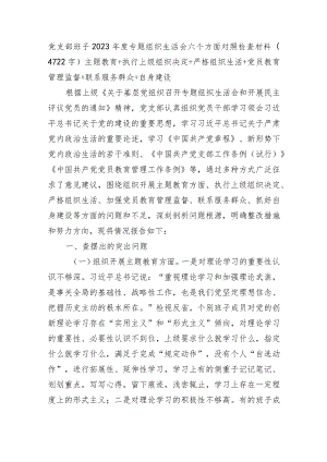 （支部班子）2023年度主题教育专题组织生活会六个方面对照检查材料.docx