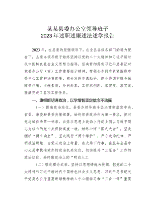 某某县委办公室领导班子2023年述职述廉述法述学报告.docx
