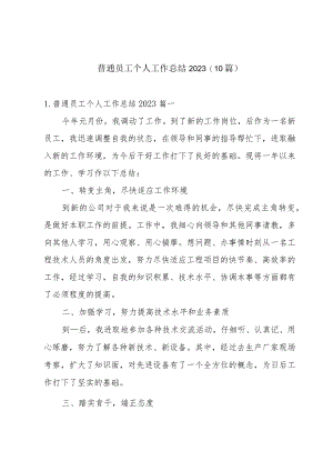 普通员工个人工作总结2023（10篇）.docx