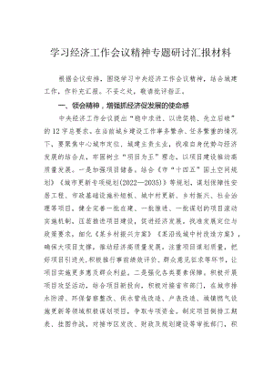 学习经济工作会议精神专题研讨汇报材料.docx