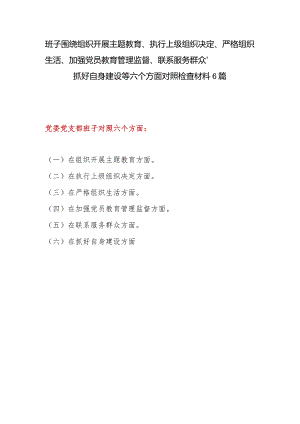 党支部班子2023年度检视在组织开展专题教育、执行上级组织决定、严格组织生活、加强党员教育管理监督、联系服务群众、抓好自身建设等六个.docx