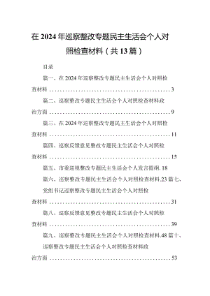 在2024年巡察整改专题民主生活会个人对照检查材料13篇（精编版）.docx