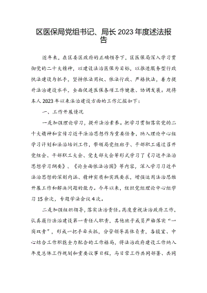 区医保局党组书记、局长2023年度述法报告.docx