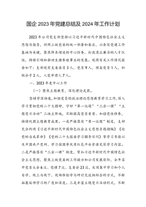 国企2023年党建总结及2024年工作计划.docx