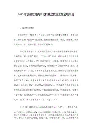 2023年度基层党委书记抓基层党建工作述职报告.docx