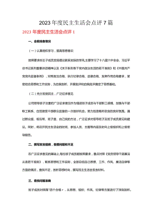 2023年度民主生活会点评7篇.docx