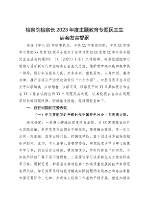 检察院检察长2023年度主题教育专题民主生活会发言提纲.docx