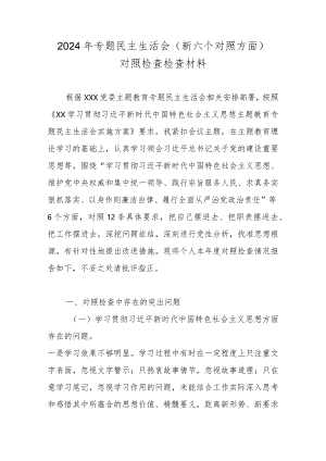202年民主生活会对照检查检查材料(维护党中央权威和集中统一领导等新六个方面).docx