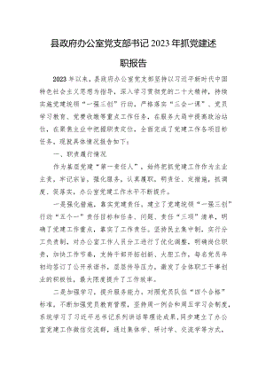 县政府办公室党支部书记2023年抓党建述职报告.docx