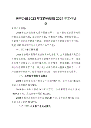 房产公司2023年工作总结暨2024年工作计划.docx
