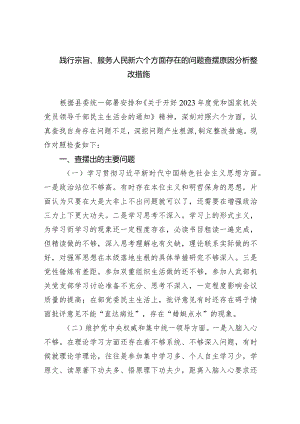 践行宗旨、服务人民新六个方面存在的问题查摆原因分析整改措施精选(共五篇).docx